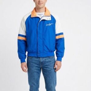 VTG Men's Blue White Goodyear Official Racing Zip Up Windbreaker Jacket Sz M/L